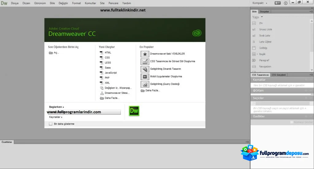 Adobe Dreamweaver CC 2015 v16.2 Full Türkçe İndir ekran görüntüsü