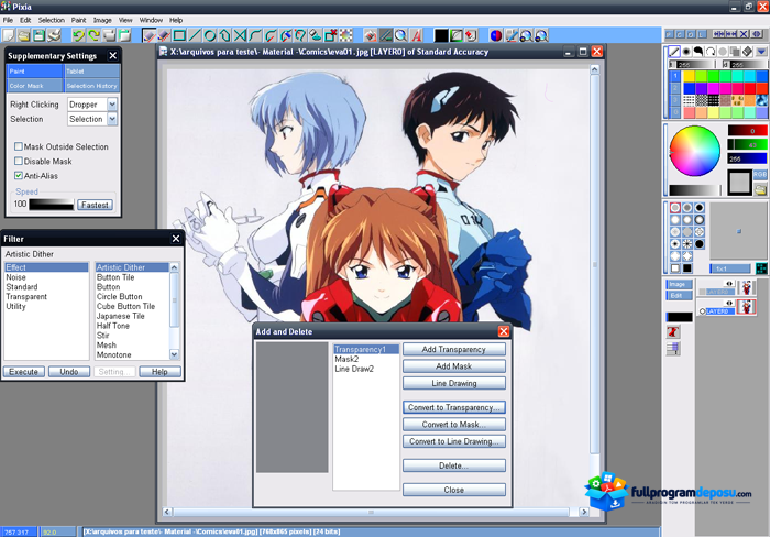 Pixia v6.5 Full İndir — Ücretsiz Photoshop Alternatifi ekran görüntüsü