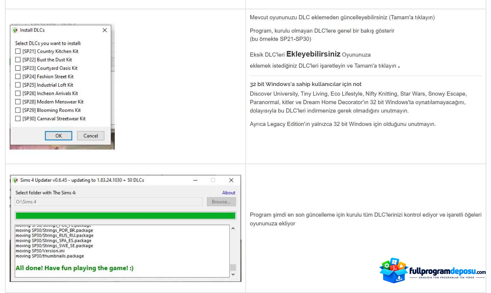 Sims 4 "Güncelleme Programı" İndir ekran görüntüsü